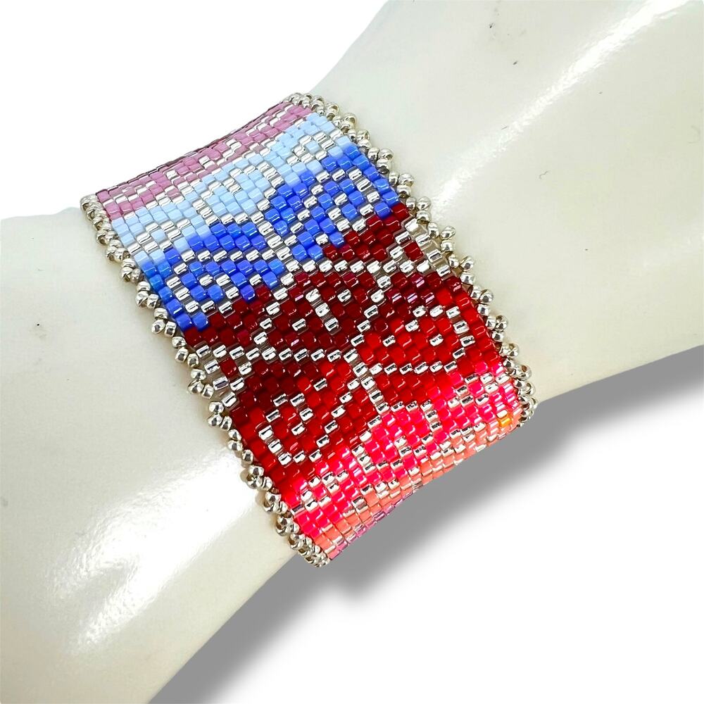 HANDMADE Silver Treasures Cuff Bracelet 7" Artisan Bohemian Whimsy